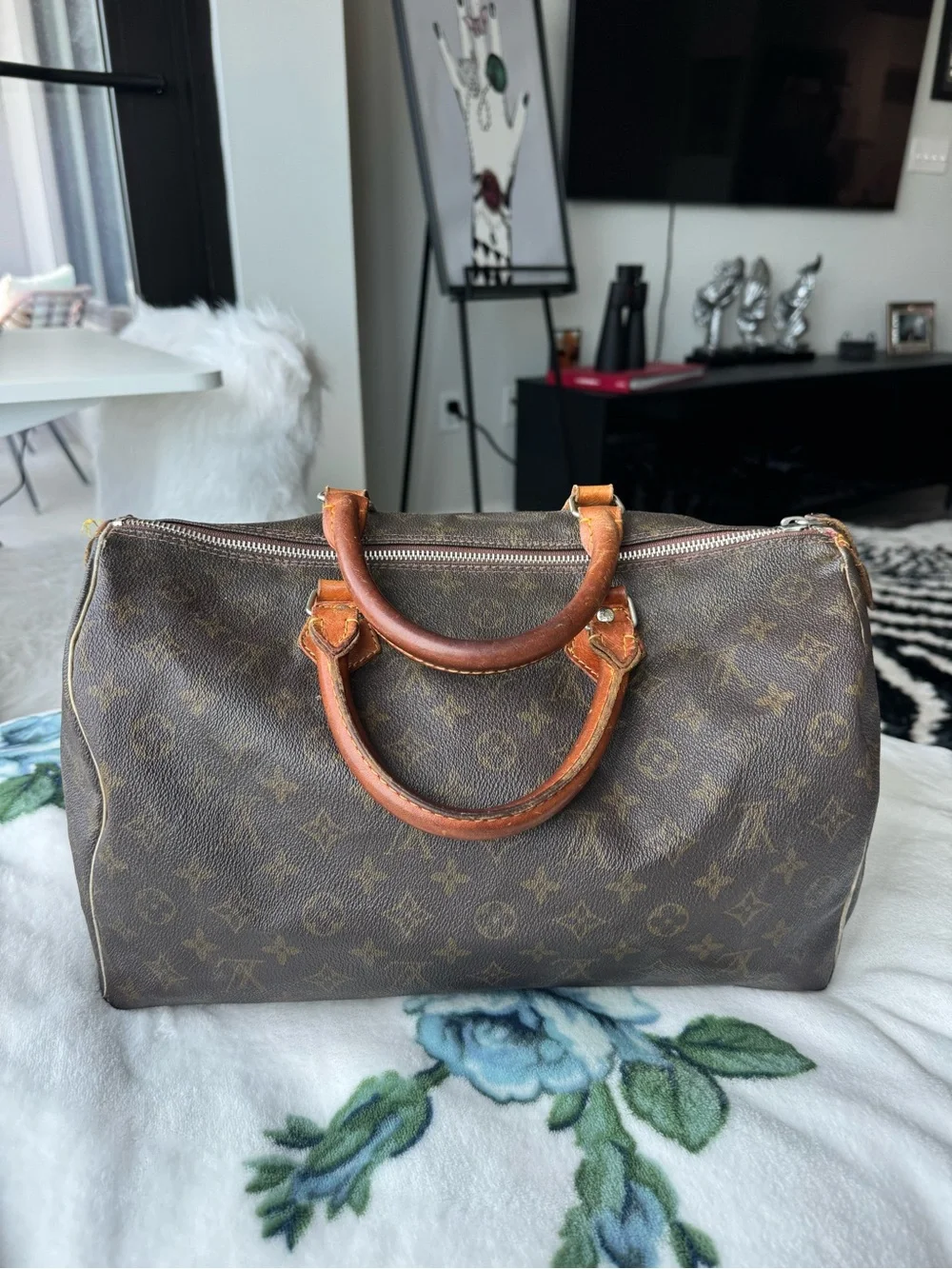Louis Vuitton Monogram Canvas Satchel in Brown with Tan Trim